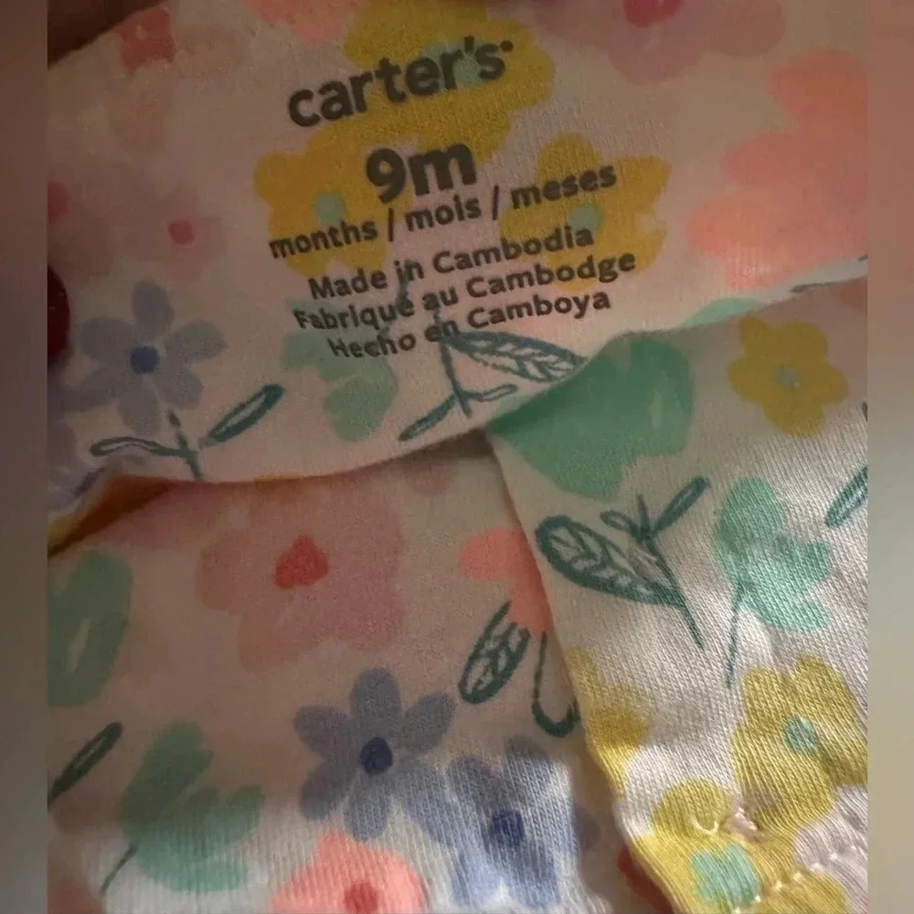 Carter's Baby Girls Floral Cotton Romper Size 9m
